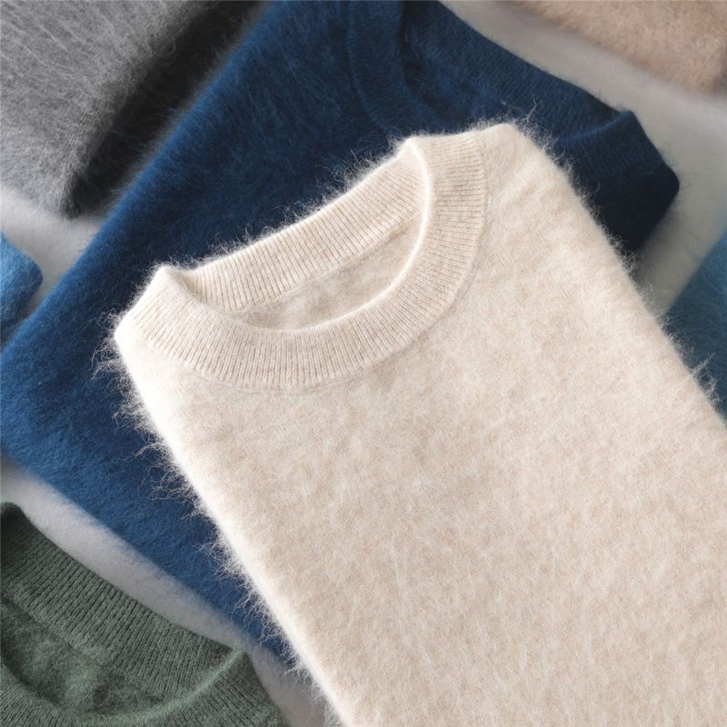 Pull col rond pour homme, pull épais en vison, pull ample, grande taille, automne et hiver_voghion.com