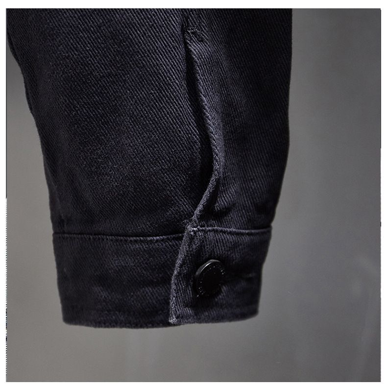Herreklær ny herrejakke ensfarget trendy denimklær uformell slank denimjakke menn_voghion.com