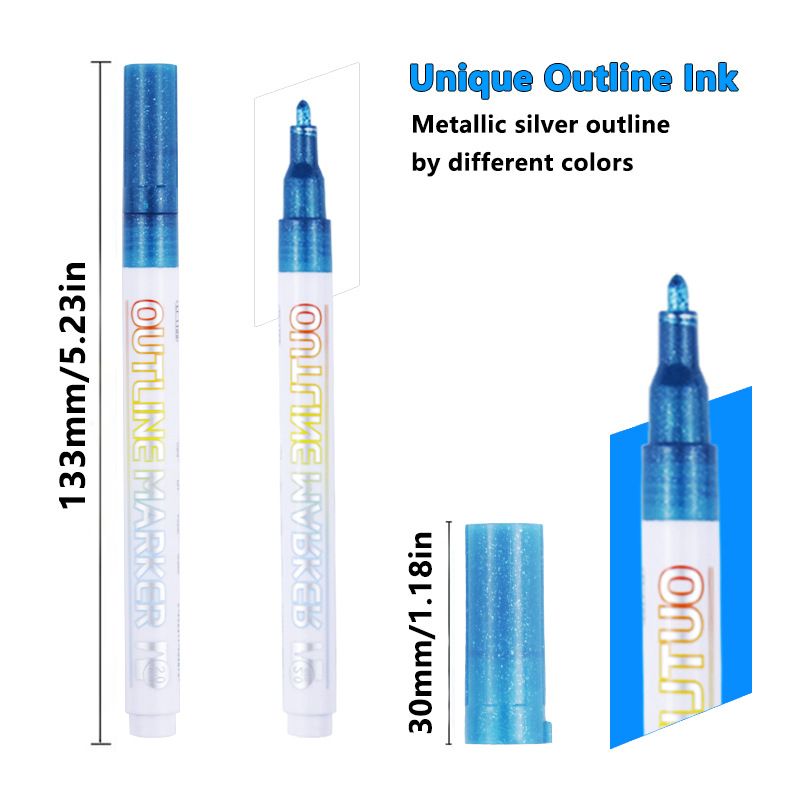 Bolígrafo de gel especial para manualidades navideñas, de 24 colores, de metal, con doble línea de contorno, ideal para escribir a mano en periódicos, tarjetas de felicitación y manualidades._voghion.com