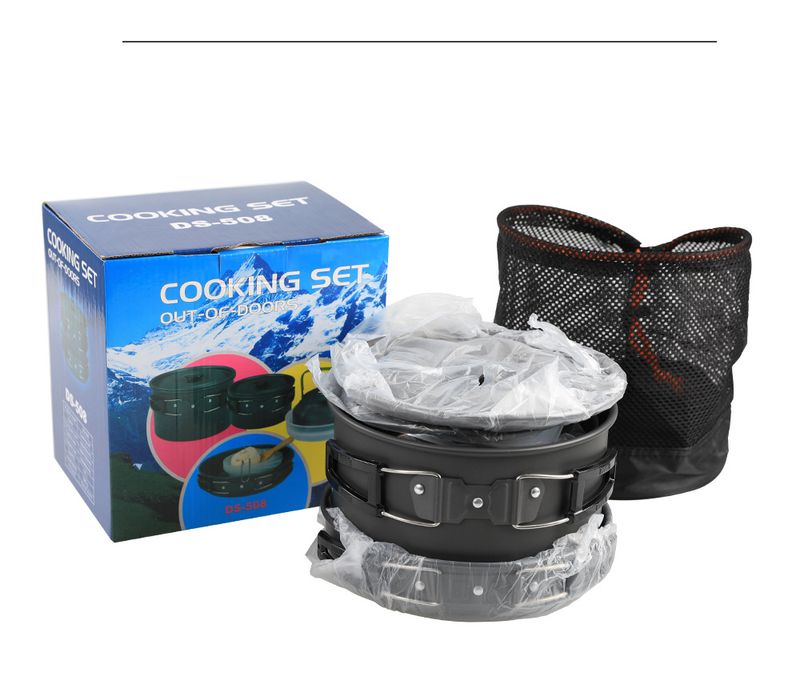 Outdoor Camping Pot Set 4 5 People Plus Teapot Combination DS 508 Pot Set Portable Picnic Pot Teapot Set_voghion.com