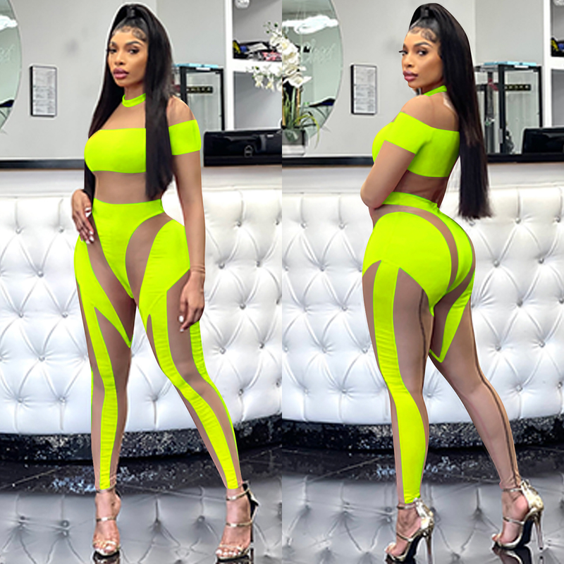 Moda feminina sexy boate malha apertada transparente calças de mangas compridas macacão vestido feminino_voghion.com
