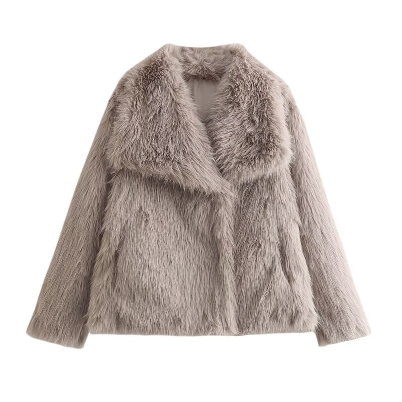 Dammekleeder 2024 Fréijoer nei Stroossemode locker Pelzreversjacket A14001_voghion.com
