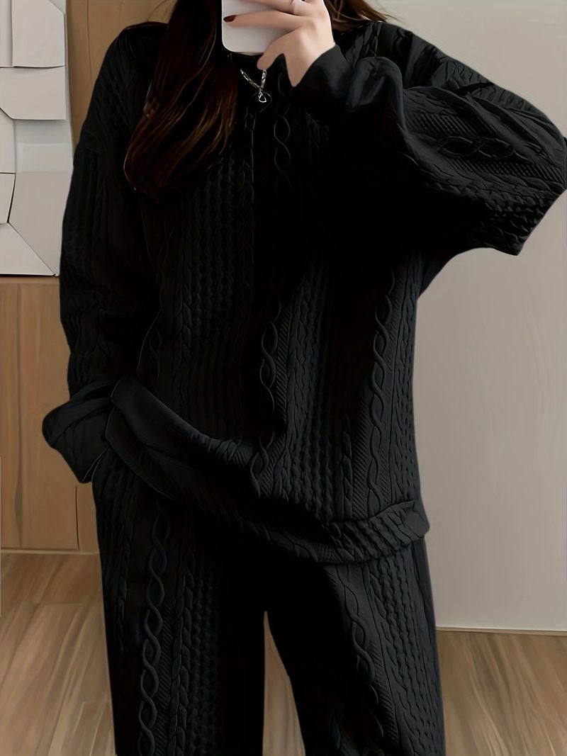 Abbigliamento da donna, maglione girocollo con tasca e maniche lunghe in jacquard_voghion.com