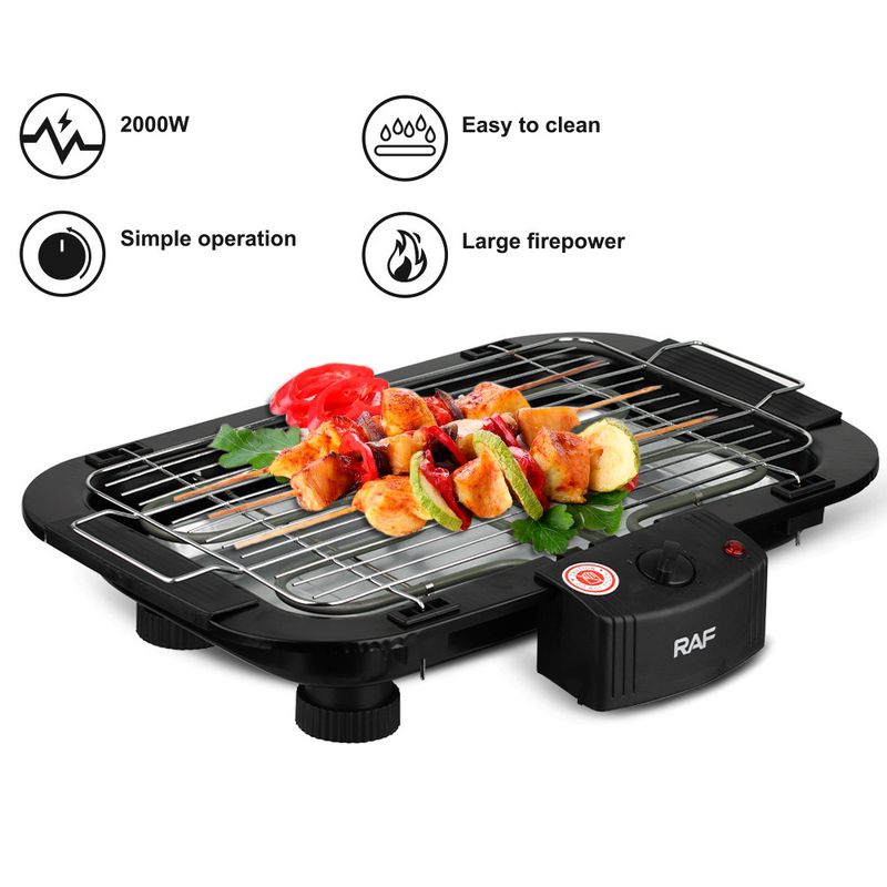 RAF Electric Tabletop Grill, Household Barbecue Oven For Indoor Grilling And Parties, Compact Appliance With Non-Stick Surface, Easy To Clean, EU Standard_voghion.com