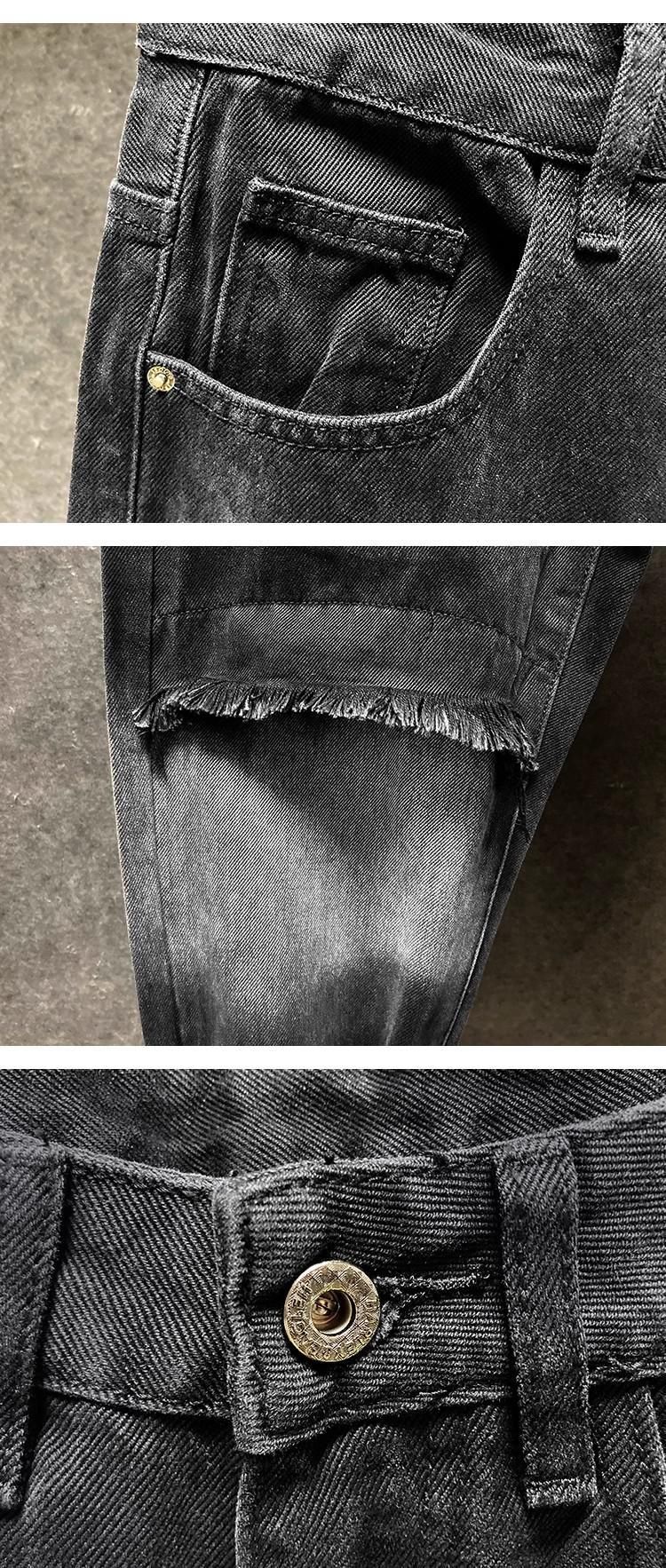 Herrenbekleidung, gewaschene, strapazierfähige, trendige Retro-Jeans, konisch zulaufende, lockere, gerade, lässige lange Hosen_voghion.com