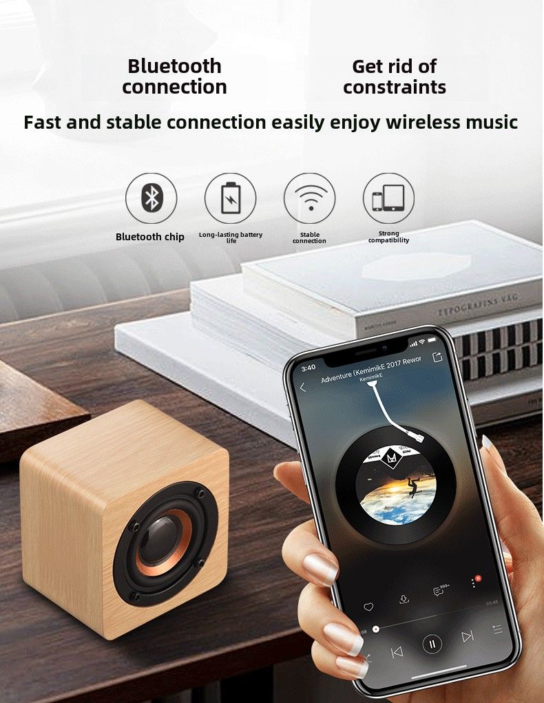 Ekologiczny drewniany głośnik Bluetooth do domu i na zewnątrz, bogaty dźwięk i przenośna konstrukcja_voghion.com