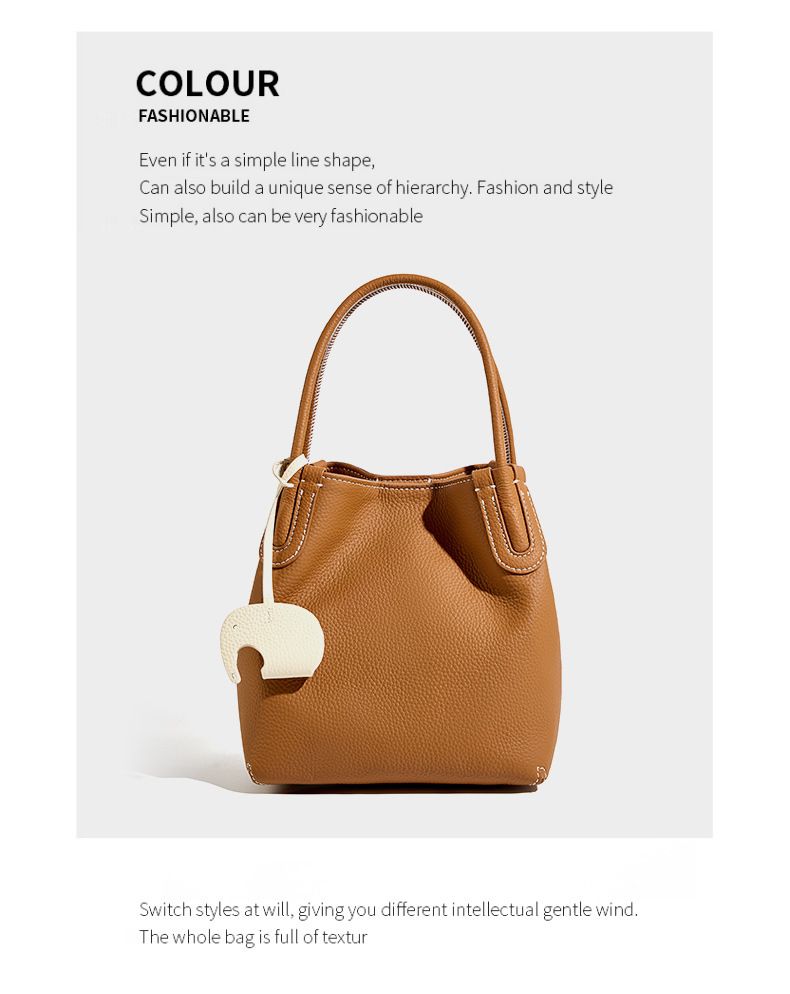 Sommermode Echtleder Eimer Tasche Nische Erste Schicht Rindsleder Retro Eine Schulter Crossbody Handheld Gemüse Korb Tasche_voghion.com