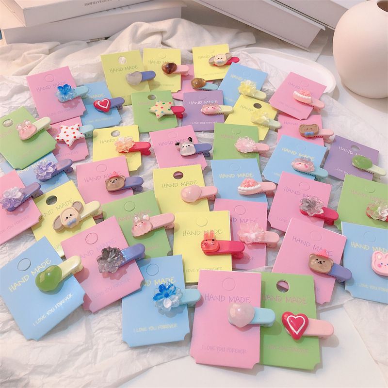 Kwai Live Niedliche Cartoon-Farbspange Gemischte zerschmetterte Haarseite Haarnadel Kopfbedeckung_voghion.com