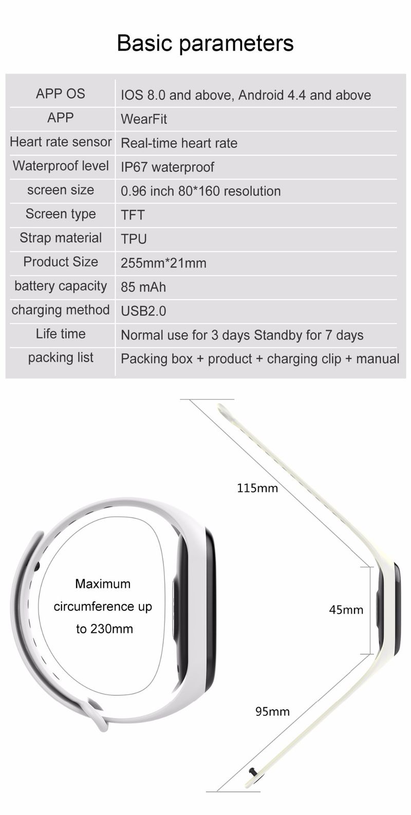 Smart Fiess Armband Tracker Uhr Wasserdicht Pedometer Pulsmesser Smartband Blutdruck Band PK M2 M3 M4 M5_voghion.com