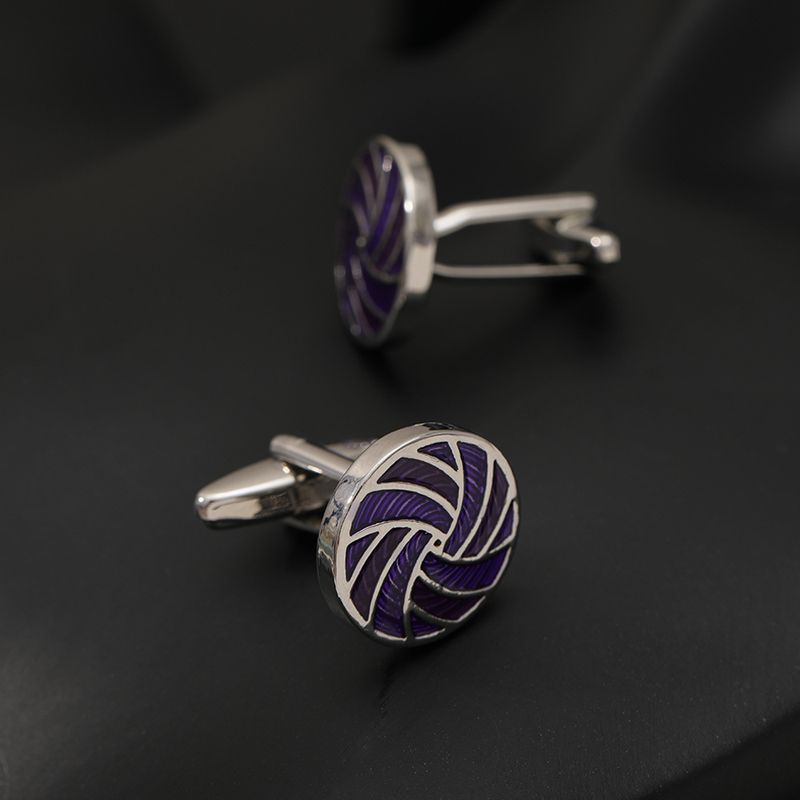 gemelli da polso rotondi alla moda da pallavolo gemelli in lega a righe bottoni da camicia francesi in metallo da uomo_voghion.com