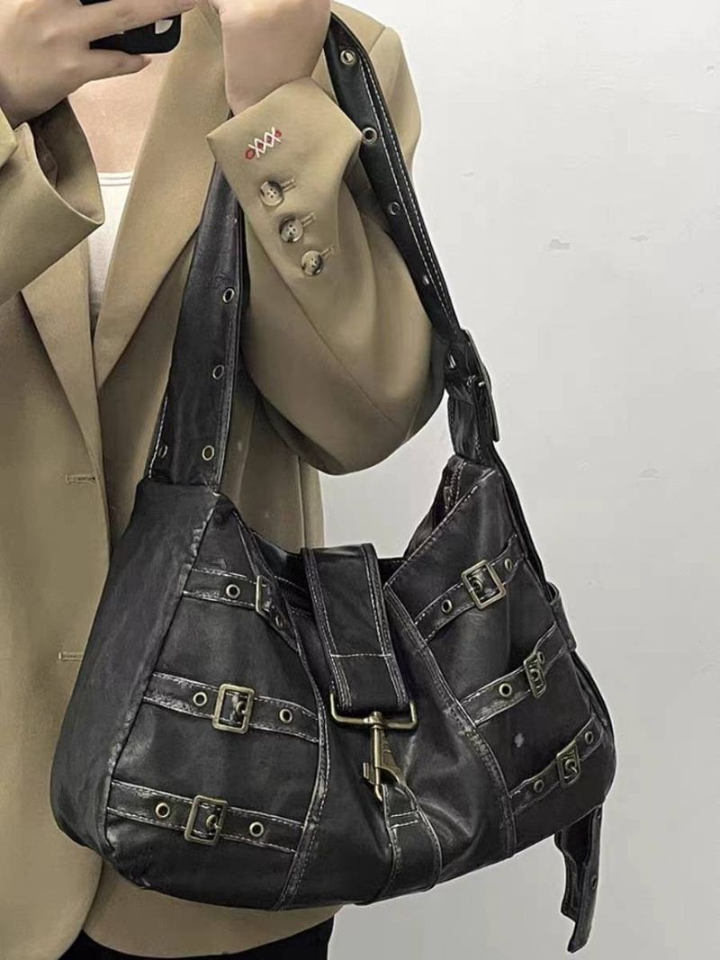 Große Tragetasche Damen, neues High-End-Gefühl, Vintage-Einzelschulterhandtasche, breiter Schultergurt, Umhängetasche_voghion.com