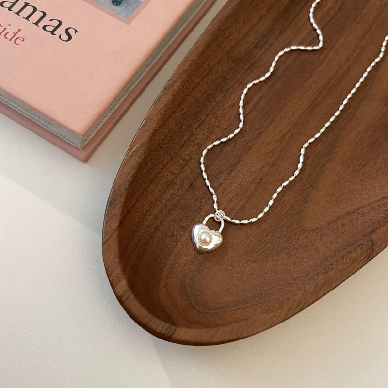 Sterling VENUS Sier Love Heart Lås Pärlor Halsband för kvinnor Tjej Retro söta smycken Födelsedagspresent Dro_voghion.com