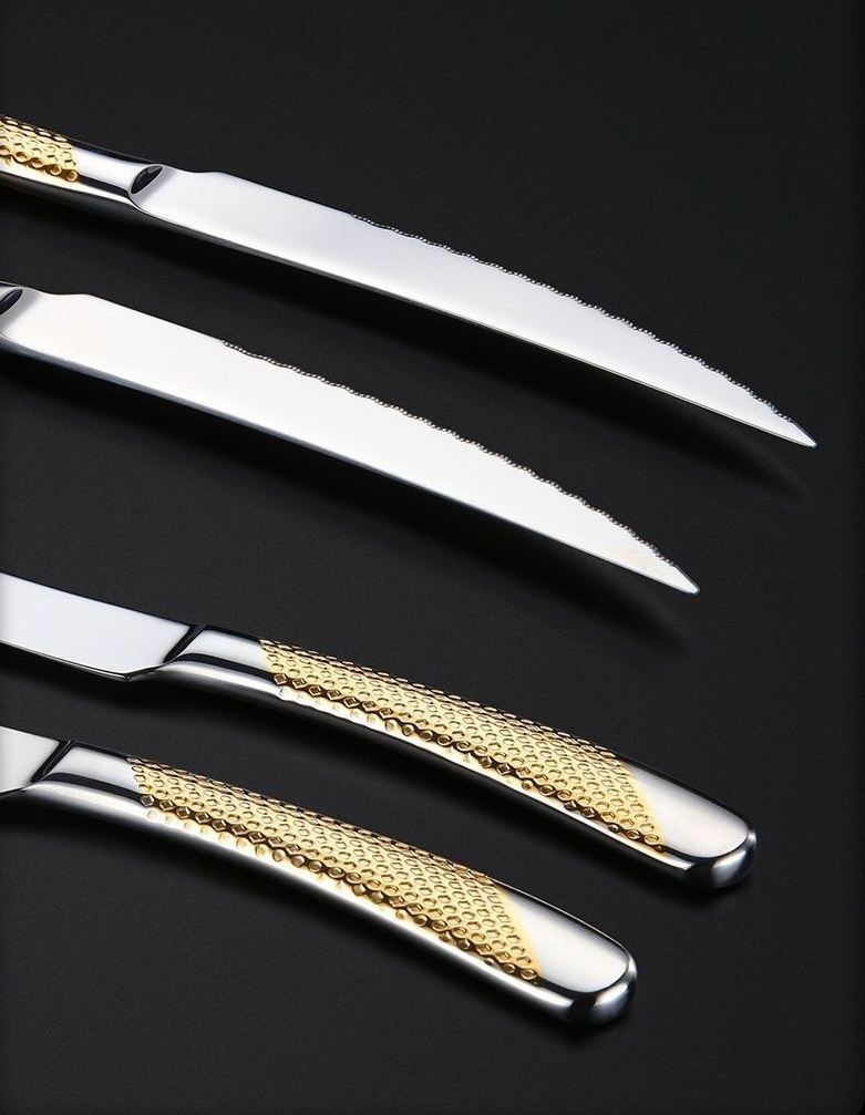 【Neuer europäischer Stil】 Hochwertiges Western- und Gabelset aus lebensmittelechtem Edelstahl mit verdicktem Steakmesser für den gewerblichen Gebrauch_voghion.com