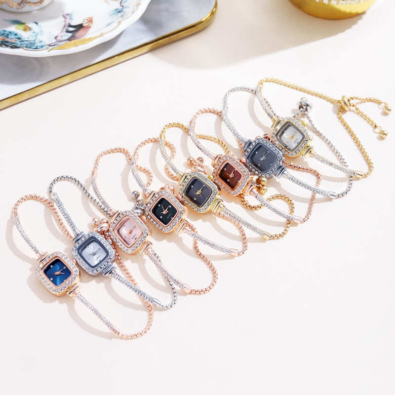 Orologio da polso da donna con quadrante piccolo quadrato di vendita calda, trasmissione in diretta con cinturino sottile, orologio da donna con temperamento, un pezzo di orologio_voghion.com