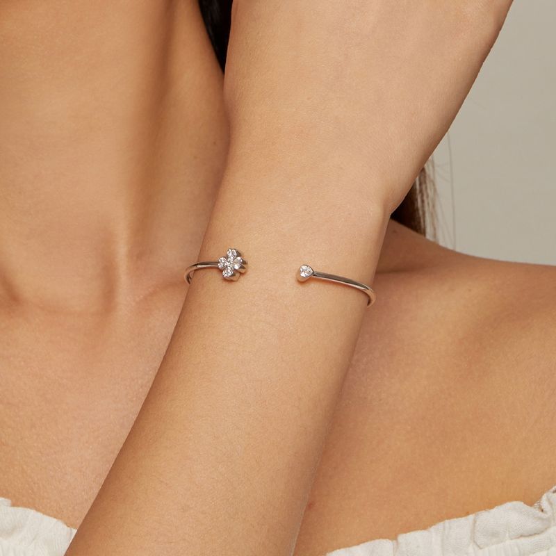 Bracciale aperto Clover, bracciale in argento sterling 925 per donna_voghion.com