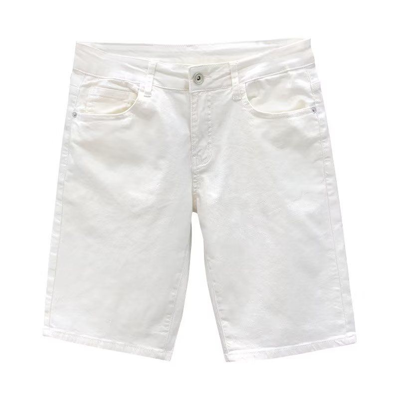 Herrenbekleidung Super Herren Jeansshorts Sommer Dünner Stil Neue Sommer Herren Weiße Fünf-Punkt-Jeans_voghion.com
