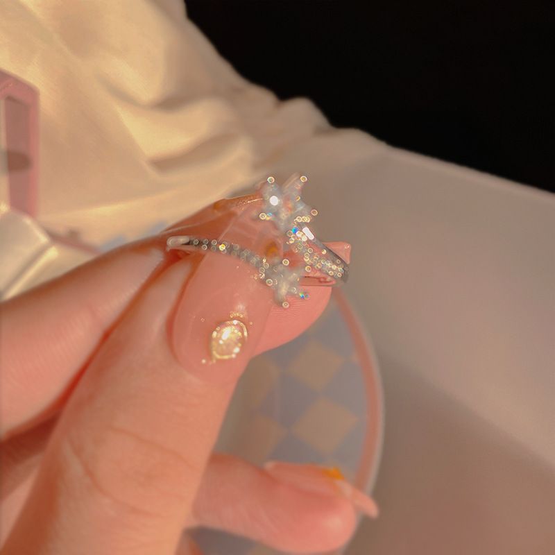 Super Immortal Star Zircon Open per donna, anello di alta moda, micro intarsio leggero di lusso e anello unico per l'indice_voghion.com