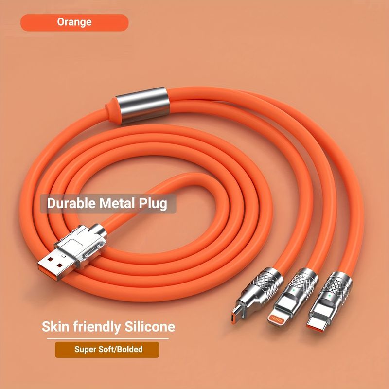 120W 3-in-1 Multi Super Fast Charging Cable 3.9ft Universal Multiple Charging Cord Type C/Micro USB/for Apple (Charging Only)_voghion.com
