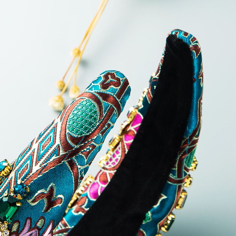 Fascia unisex in stile barocco, cerchietti pesanti e traforati, spugna spessa, ricamo, bordo largo, accessori per capelli_voghion.com