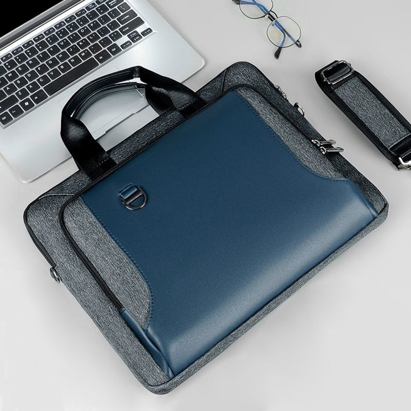 Bolsa para laptop empresarial simples e de grande capacidade, pasta portátil masculina e feminina de 13,3/14/15,6 polegadas, à prova d'água e resistente a terremotos_voghion.com