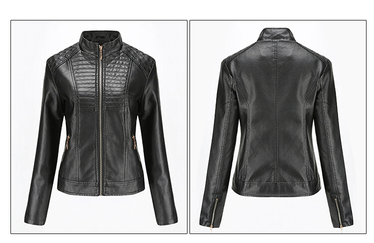 Women's Clothing Leather Jacket Leather Jacket Casual Spring and Autumn Coat_voghion.com