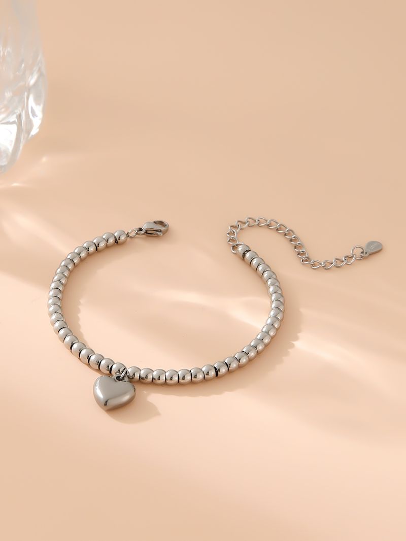 Stainless steel love round beads gold beaded bracelet ladies bracelet jewelry_voghion.com