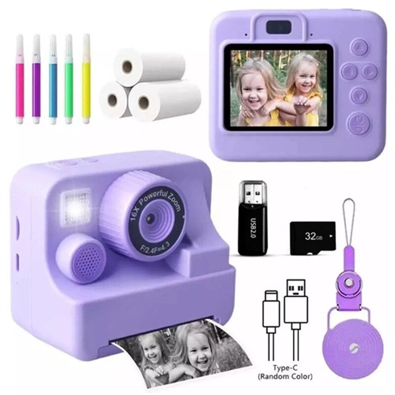 Kids Camera Video Recorder 1080P LCD Mini Toy Digital Children Cam Instant Print_voghion.com
