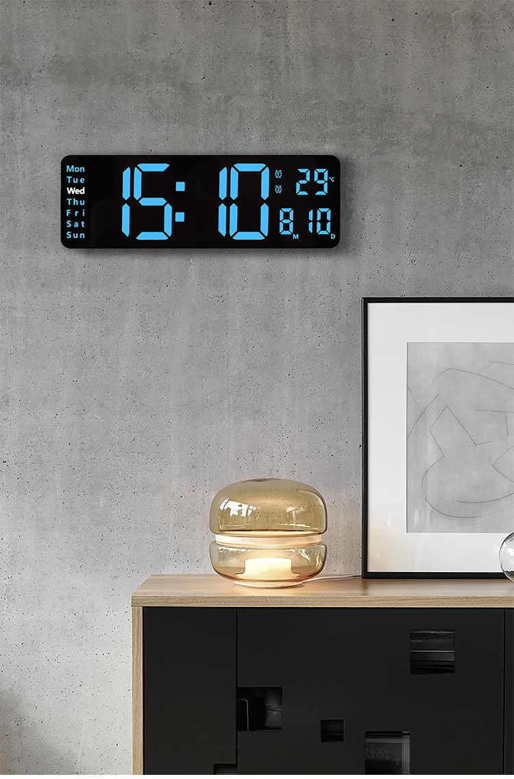 13 Inch Wall/Table Dual Use Digital LED Clock With Large Display, Multiple Alarms & Modern Color Options – Stylish Home/Office Decor"_voghion.com