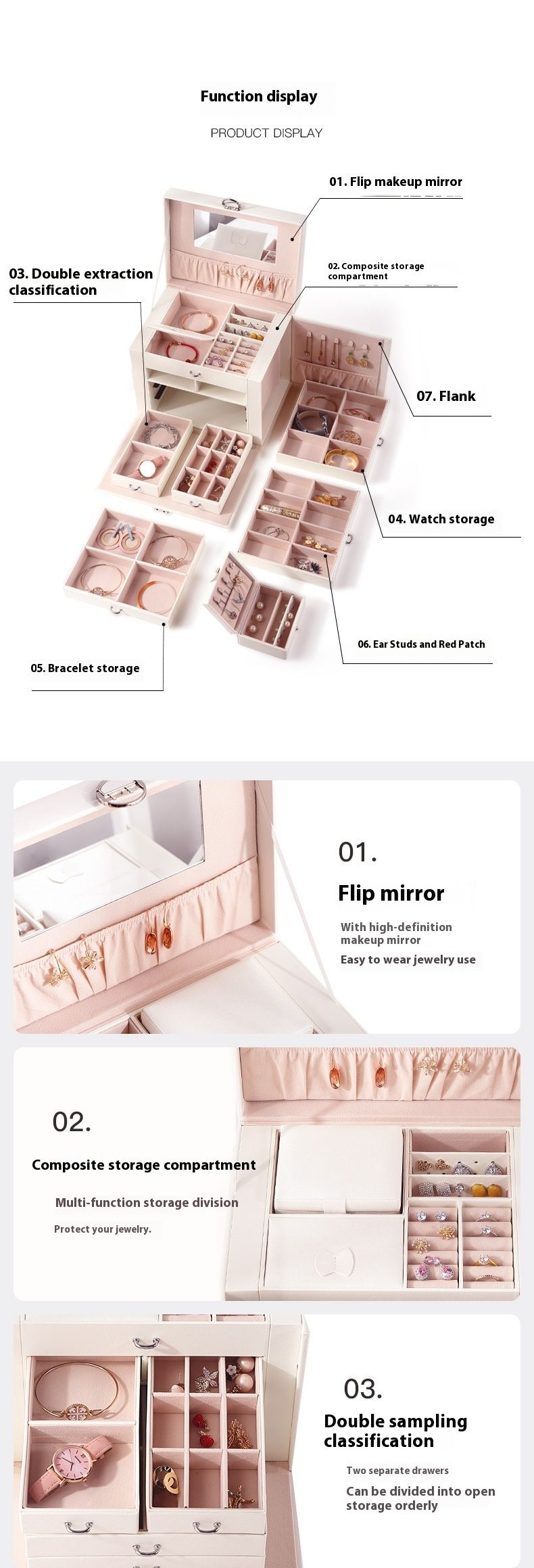 Large capacity five layer leather makeup box, multi-layer jewelry storage box_voghion.com