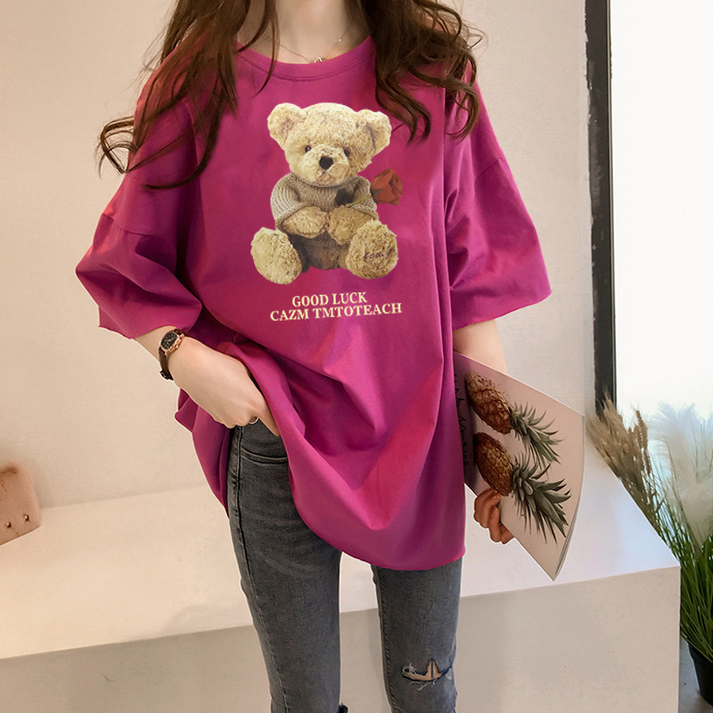 Maglietta a mezza lunghezza con stampa Lazy Fashion da donna_voghion.com