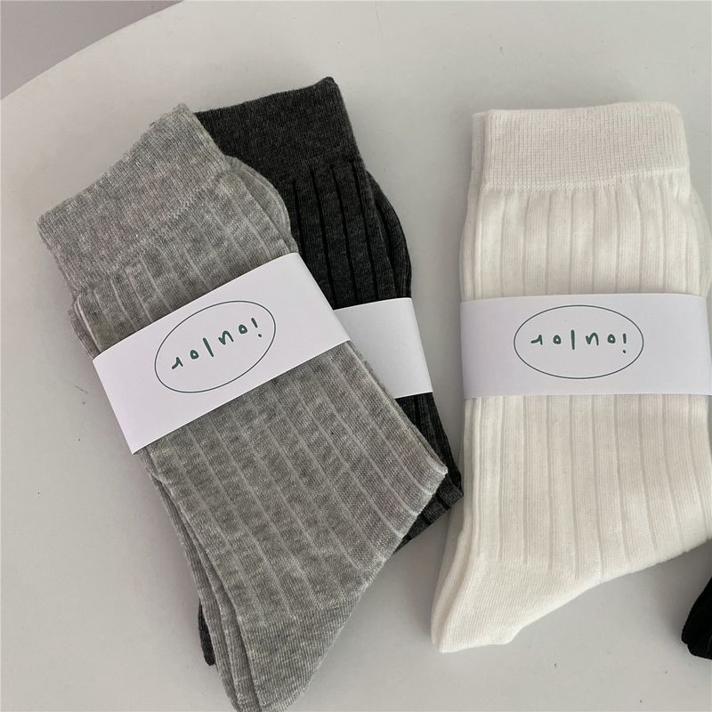 Calzini bianchi e neri, calzini lunghi, calzini di cotone, calzini a tubo medio, calzini alti fino al ginocchio, calzini alla moda_voghion.com