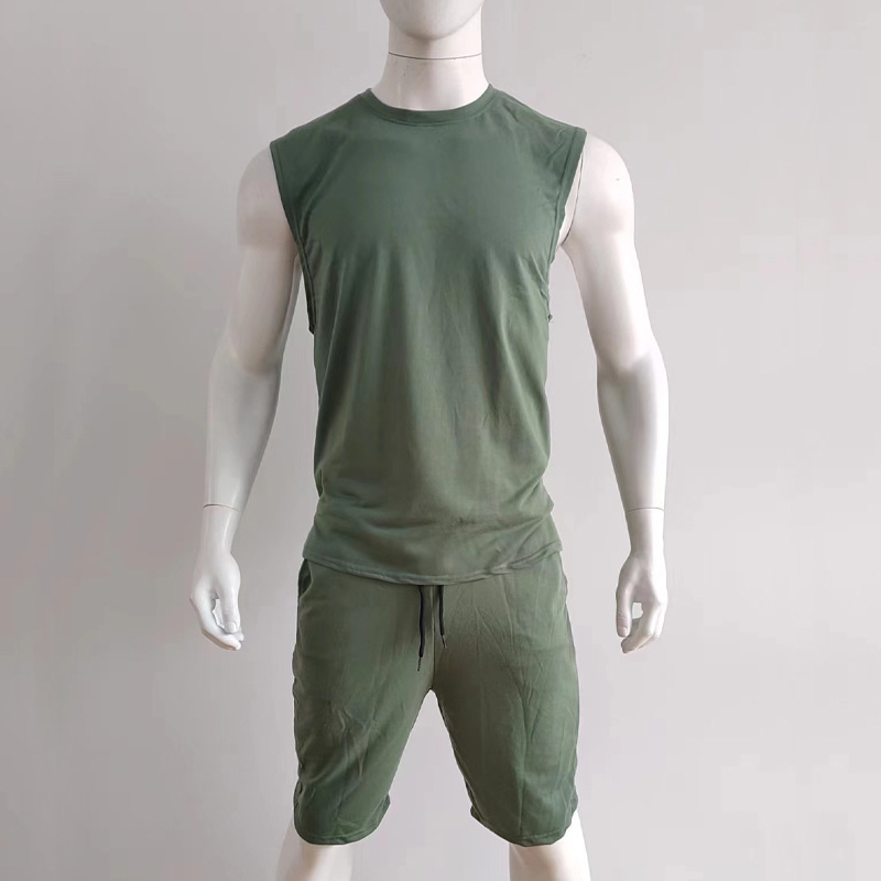 Cross-border European And American New Summer Sleeveless Sports Suit Men's Breathable Thin Round Neck Solid Color Vest_voghion.com