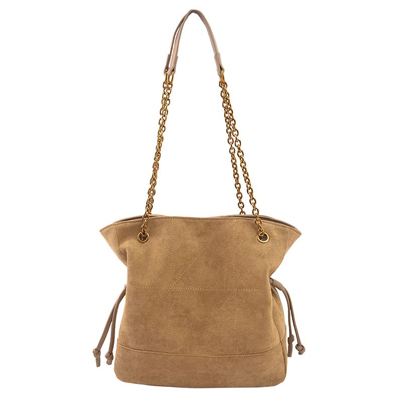 Borsa a secchiello in pelle scamosciata per donna, autunno inverno 2025, nuova moda, tracolla a catena, da pendolare, da ascella_voghion.com