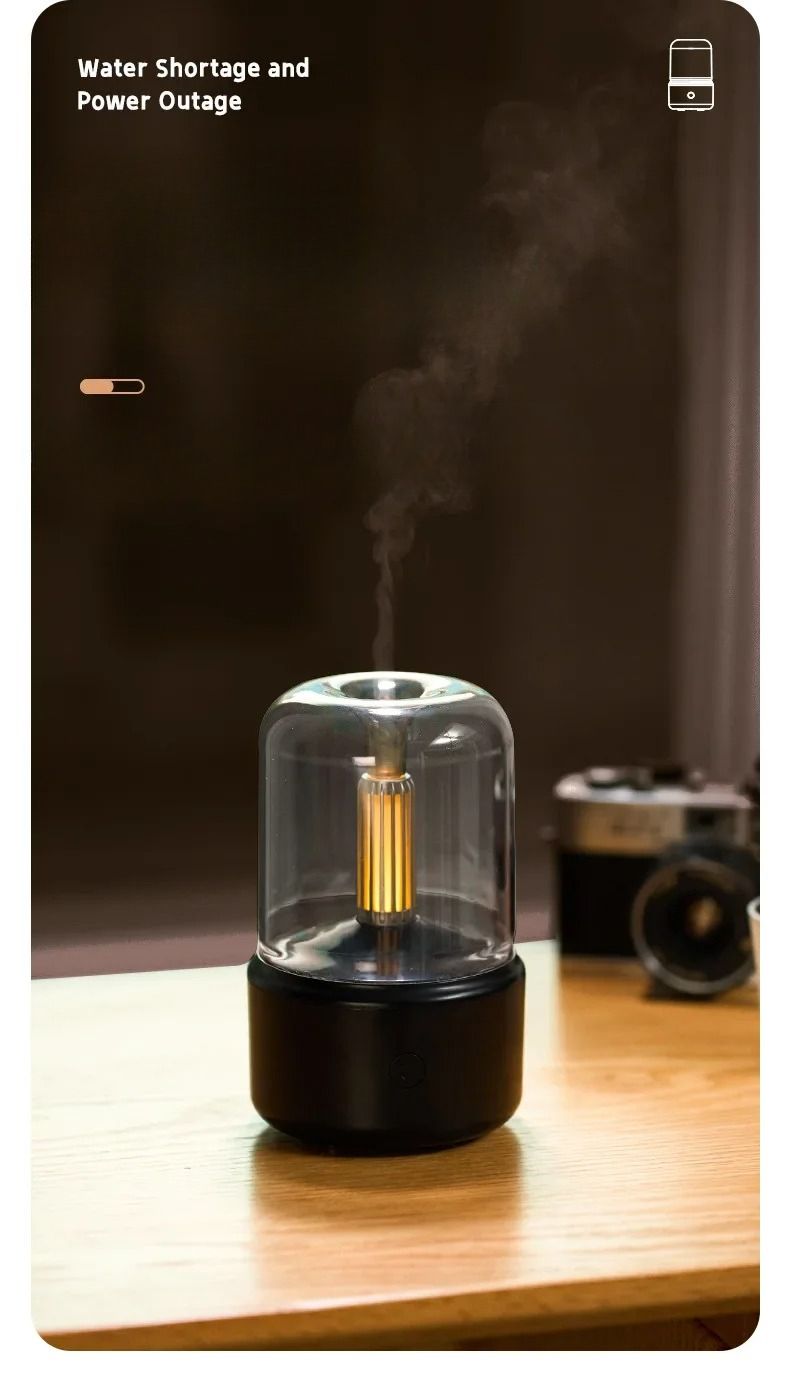 Nuovo diffusore di aromi a lume di candela portatile da 120 ml, umidificatore d'aria USB, nebulizzatore per oli essenziali con luce notturna a LED_voghion.com