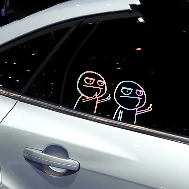 autocollants chauds moqueurs mépris drôle doigt d'honneur personnalité dessin animé saccage bandes dessinées autocollants de voiture autocollants réfléchissants de carrosserie de voiture_voghion.com