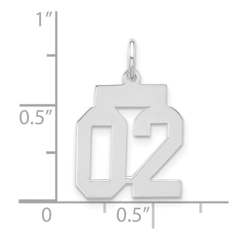 Sterling Silver Small Polished Number 02 W/Top Charm_voghion.com