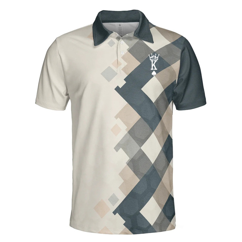 Polo à manches courtes d'été 2023 correspondant au schéma de couleurs vintage 3D imprimé chemise de golf pour hommes vêtements décontractés d'affaires_voghion.com
