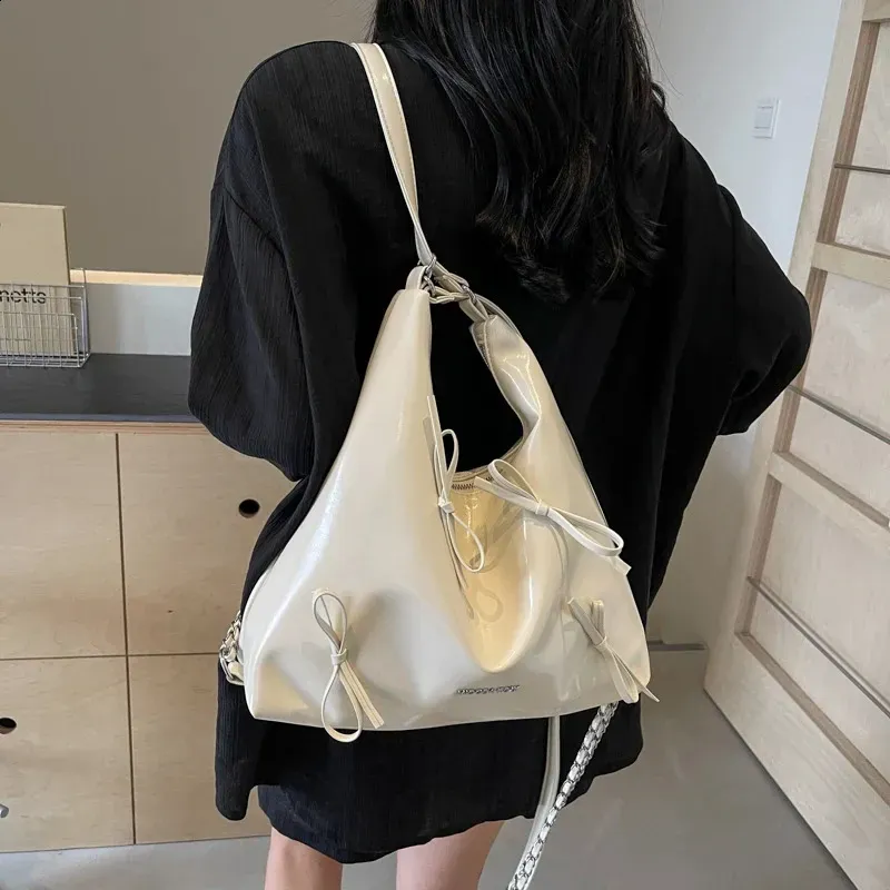 LEFTSIDE Borsa a tracolla con catena da donna, piccola, in pelle PU, tendenza Y2K, con fiocco, 240902_voghion.com