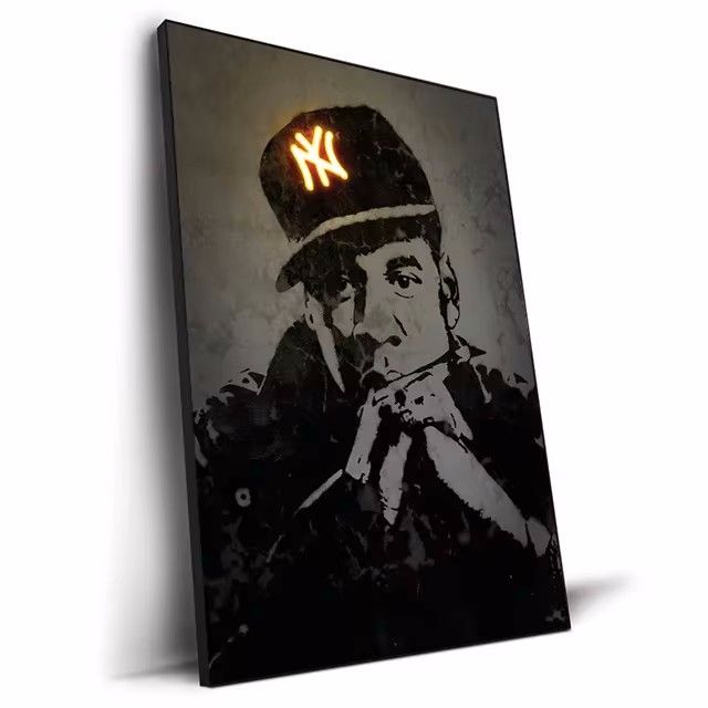 New Abstract Neon Light Design Rapper Poster Hip Hop Wall Art Graffiti Decorative Painting_voghion.com
