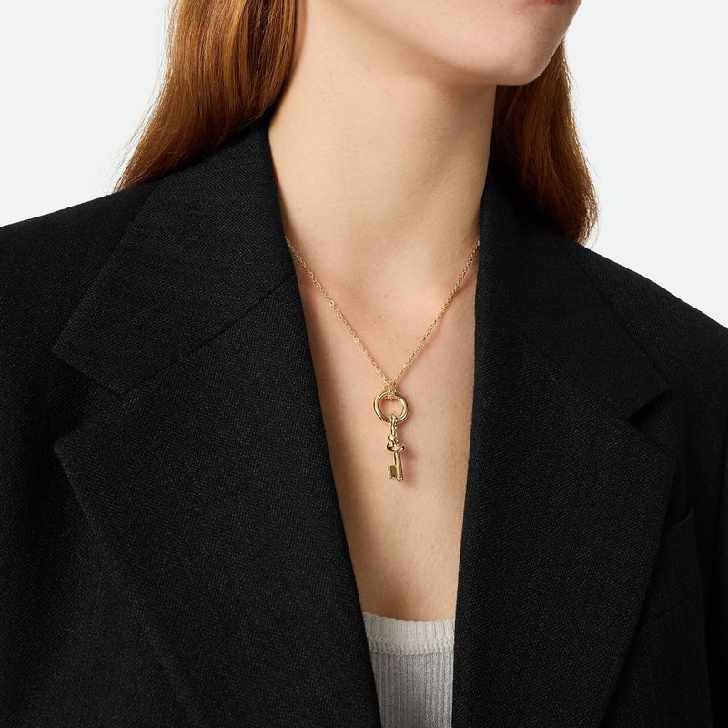 Minimalistische geometrische sleutelhanger voor damessieraden - elegante gelaagde ketting voor dagelijks gebruik in goud en zilver. Niche-ketting_voghion.com
