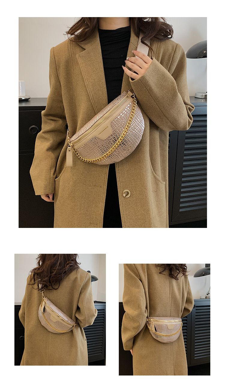 Koreanische version modische nische design kette brust taille frauen neue stein muster einzelnen schulter diagonal kreuz tasche_voghion.com