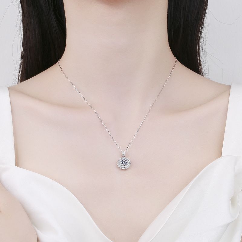 Tancise Moissanite ogrlica od srebra 1.0Carata, okrugli dijamantni privjesak za žene i muškarce, obećanje poklona, nakit_voghion.com