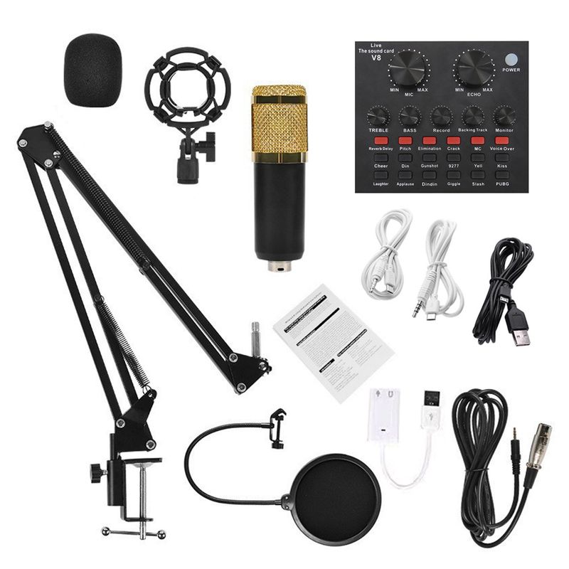Micrófono de capacitancia de anclaje profesional Conexión inalámbrica Bluetooth para PC Karaoke Transmisión en vivo Grabación en estudio_voghion.com