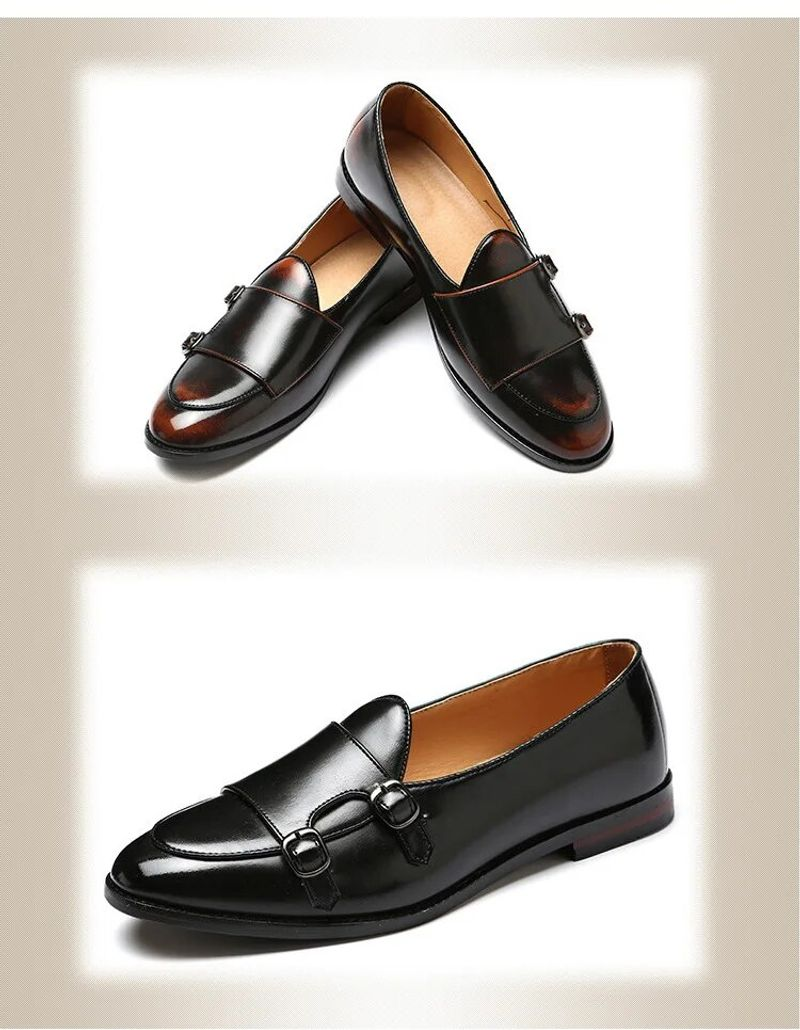 Herren Retro Patina Freizeit Lederschuhe Trendy Schnalle Party Hochzeit Schuh Herren Driving Flats Herren Mokassins Loafers EU_voghion.com