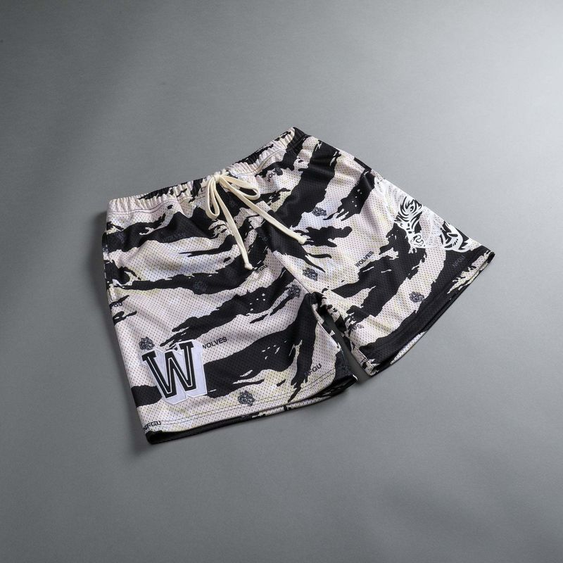 Sommermode 2023: Modische Strandshorts aus mehrfarbigem, lochförmigem Stoff mit Camouflage-Muster für Herren_voghion.com