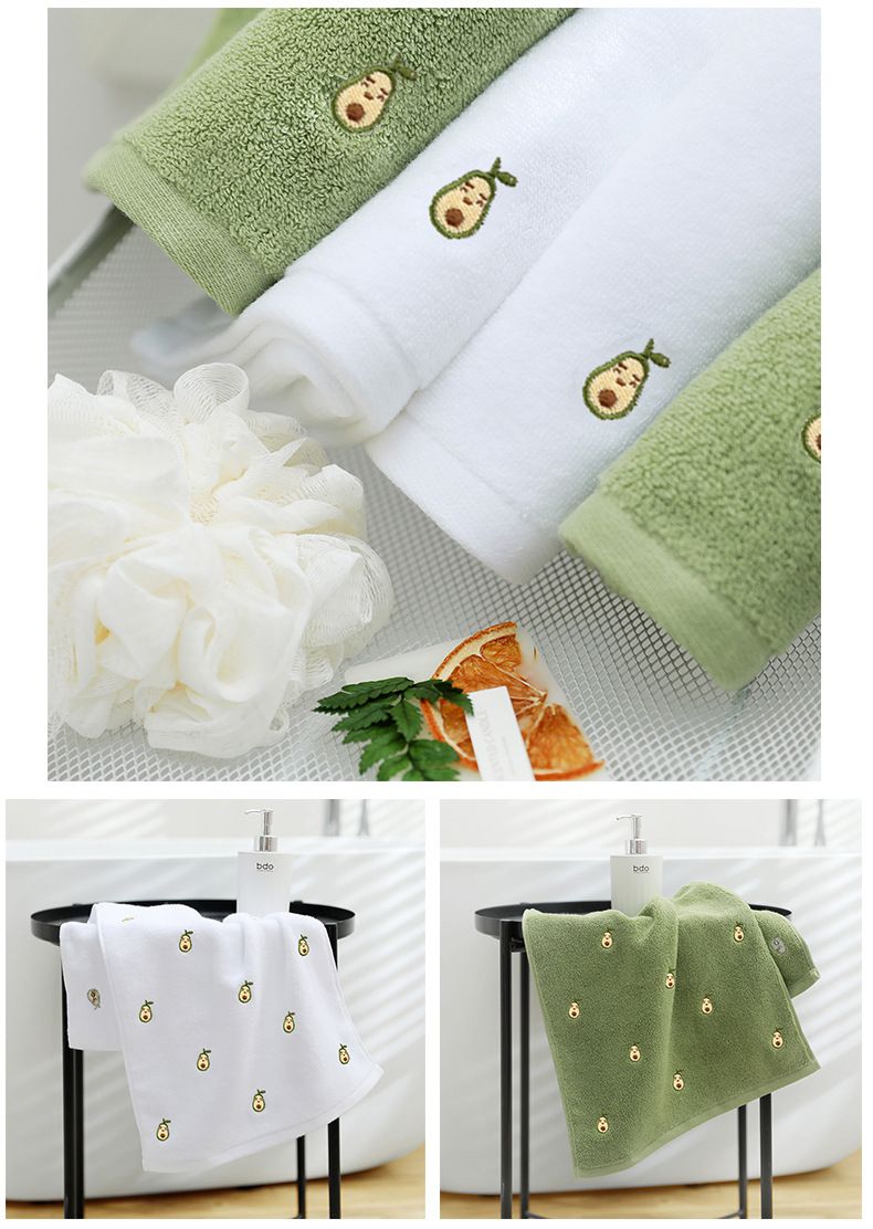 Avocado ACZT Besticktes Gesichtshandtuch aus Baumwolle – Ultraweiche, saugfähige Stickerei für Erwachsene. Trendiges Wohn- und Badeaccessoire – & Zubehör_voghion.com