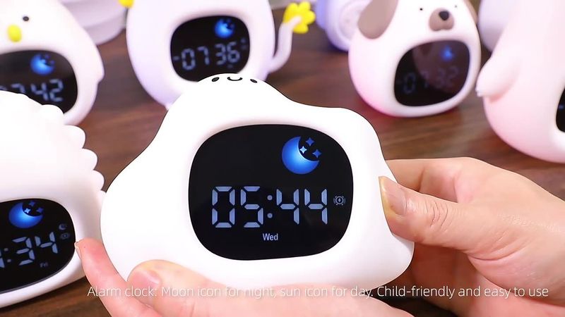 White Noise Machine Cartoon Animal Shape Pat Color Changing Night Light Sleep Soothing White Noise Alarm Clock Light Simulates Sunrise_voghion.com