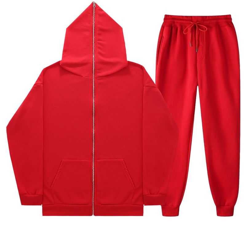 Autumn Winter New Long Zipper and Velvet Set for Men's Punk Street Hoodie Coat_voghion.com