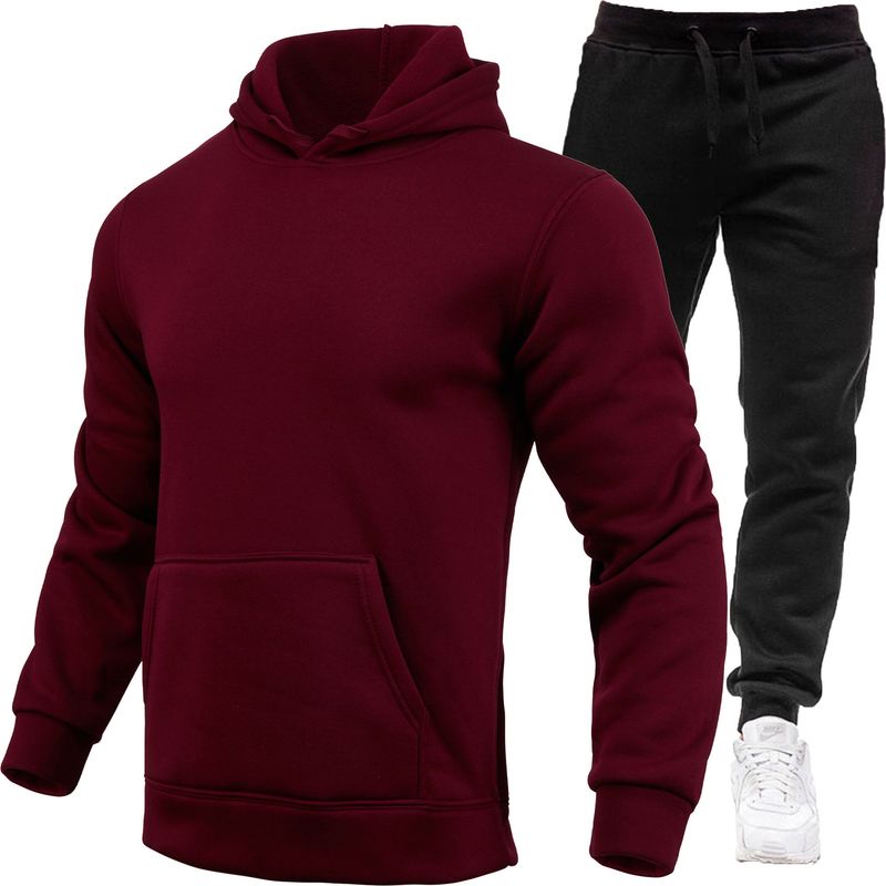 Pull de sport ensemble de pull à capuche en polaire à la mode pour hommes_voghion.com