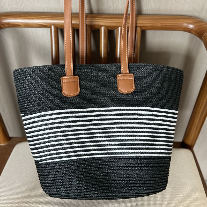Borsa a secchiello con tracolla singola, grande capacità, in tessuto a mano, da spiaggia, da donna, 2024_voghion.com